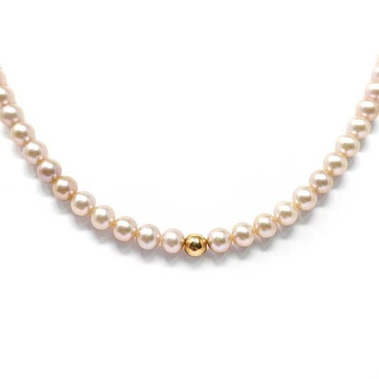 Girocollo di Perle Rosa Freshwater Ø 6/6,5  con 1 sfera in Oro
