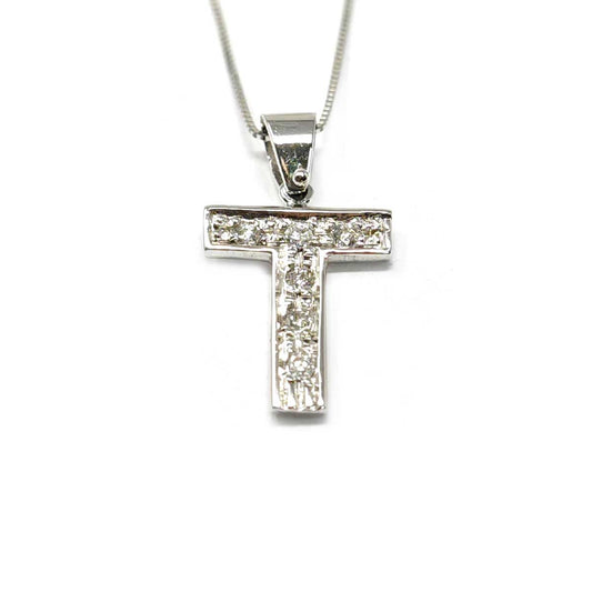 Pendente Lettera T con Diamanti CT 0.15