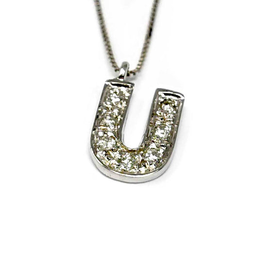 Pendente Lettera U con Diamanti CT 0.11