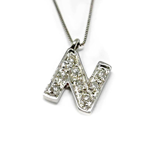 Pendente Lettera N con Diamanti CT 0.12