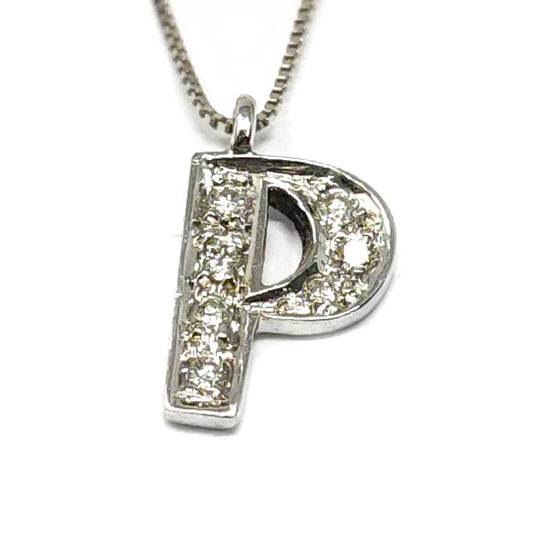 Pendente Lettera P con Diamanti CT 0.11