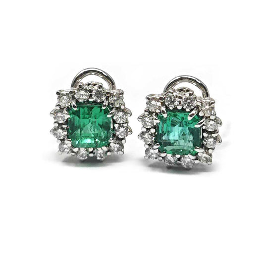 Orecchini con Diamanti CT 1.00 e Smeraldi CT 2.80