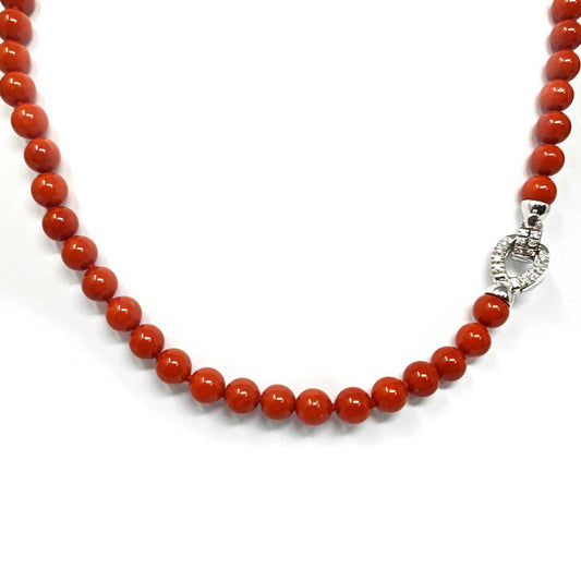 Filo di Corallo Rosso Mediterraneo EX da 7,5/8mm Completo di Chiusura