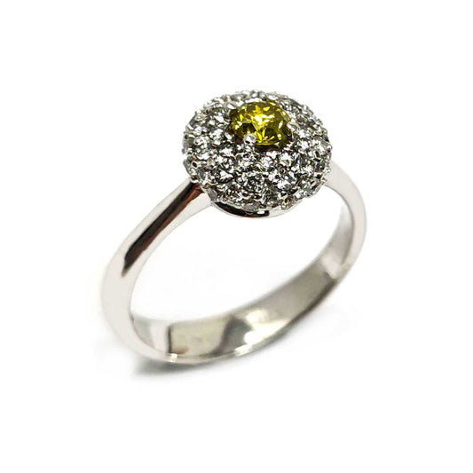 Anello Solitario CT 0.31 Yellow e Diamanti CT 0.63 VVS/IF F