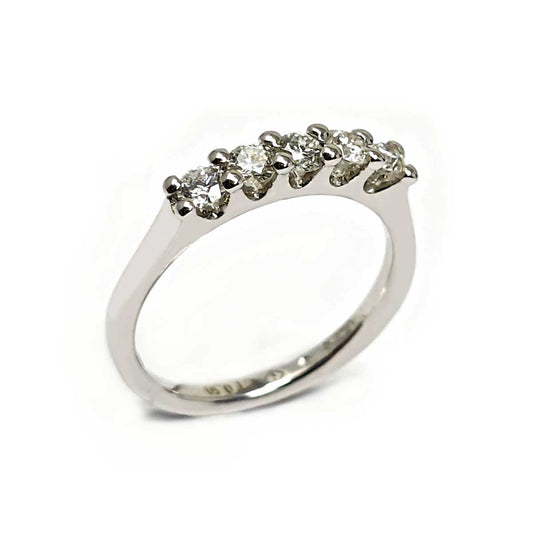 Anello Veretta 5 Pietre con Diamanti CT 0.50 VS1 E
