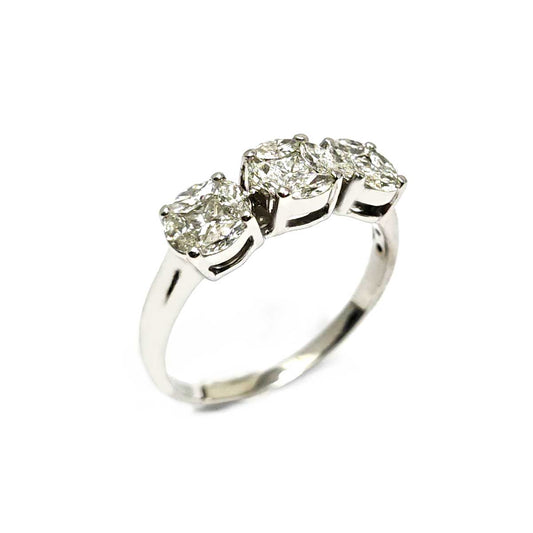 Anello Trilogy in Oro Bianco con Diamanti CT 1.12