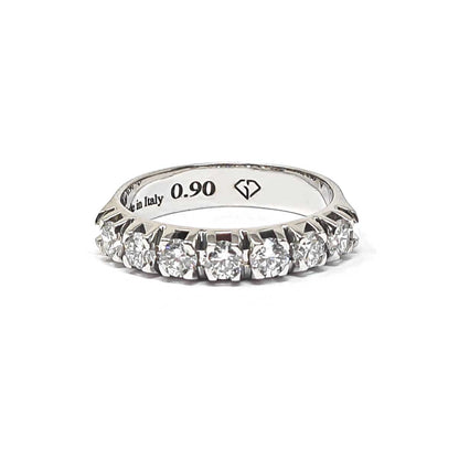 Anello Veretta in Oro Bianco con 7 Diamanti CT 0.90