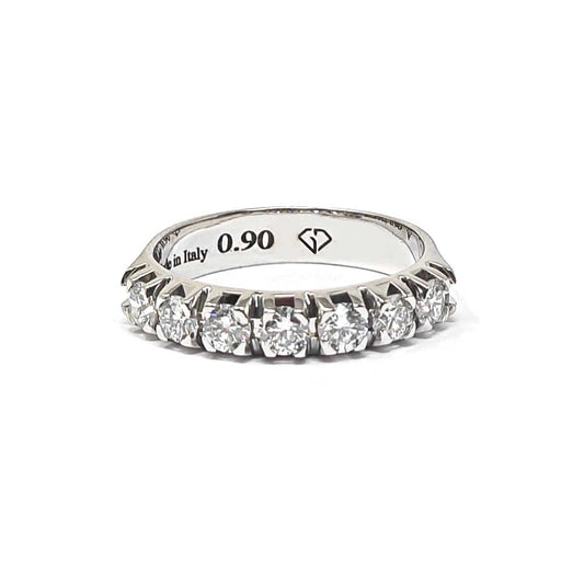 Anello Veretta in Oro Bianco con 7 Diamanti CT 0.90