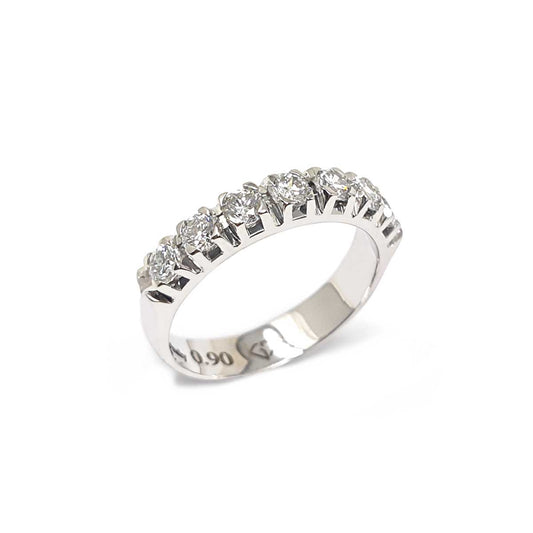 Anello Veretta in Oro Bianco con 7 Diamanti CT 0.90
