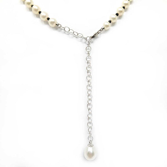 Strangolino con perle 5/5.5mm e Spinello Nero