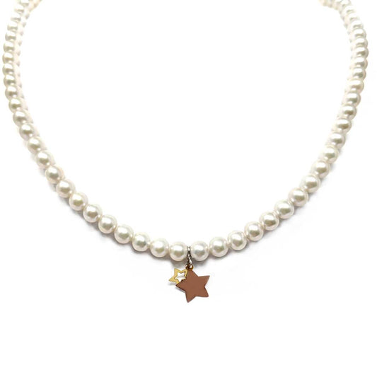 Girocollo di Perle Grigie 5/5,5mm con Stella in Oro