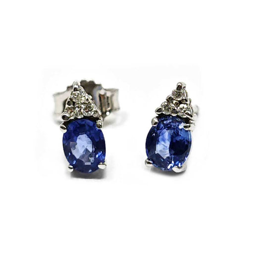 Orecchini con Zaffiro CT 0.76 e Diamanti CT 0.06