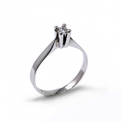 Anello Solitario in Oro Bianco con Diamante CT 0.16 Modello Giza