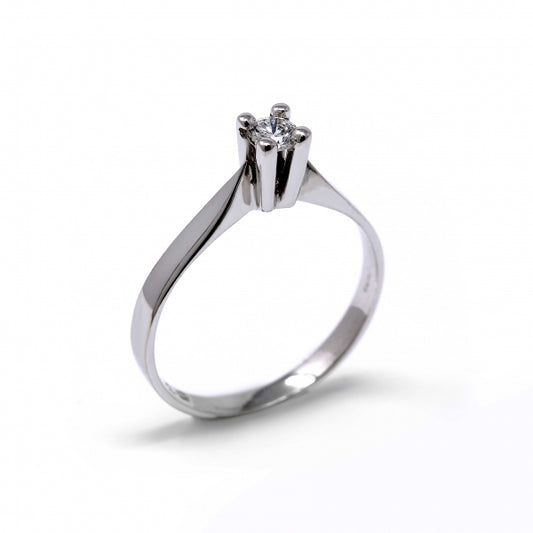 Anello Solitario in Oro Bianco con Diamante CT 0.16 Modello Giza
