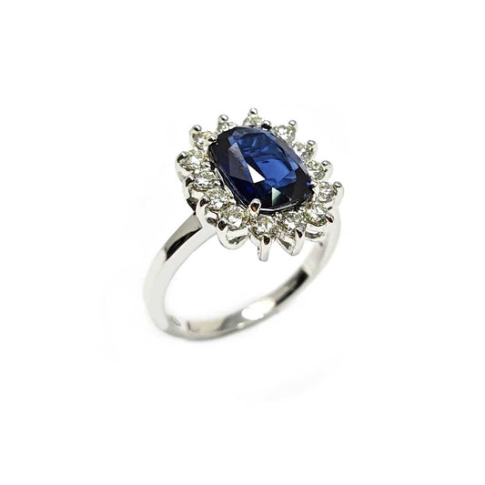 Anello con Zaffiro CT 2.62 Certificato GIA e Diamanti CT 0.74