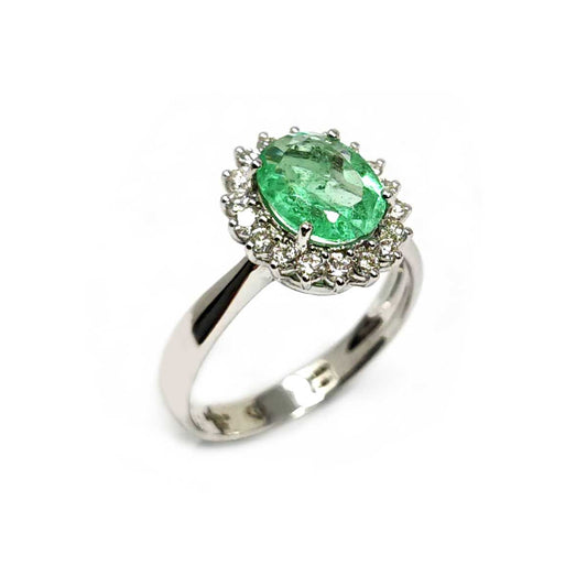 Anello con Smeraldo CT 1.40 e Diamanti CT  0.35