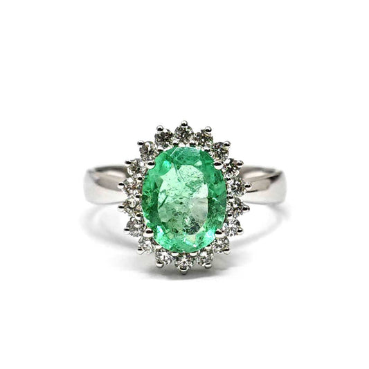 Anello con Smeraldo CT 1.40 e Diamanti CT  0.35