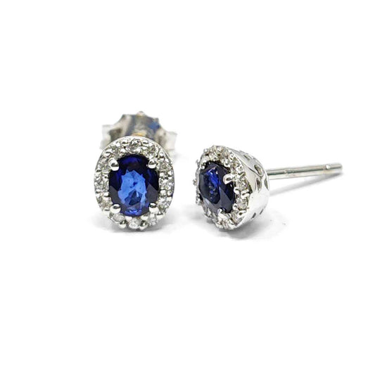 Orecchini Cestello con Zaffiro CT 0.78 e Diamanti CT 0.24