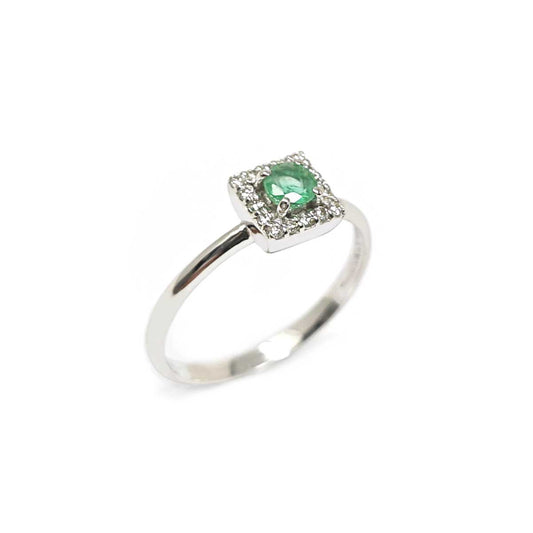 Anello con Smeraldo CT 0.25 e Diamanti CT 0.15