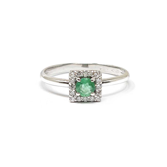 Anello con Smeraldo CT 0.25 e Diamanti CT 0.15