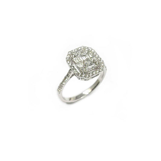 Anello Quadrato con Diamanti CT 0.75