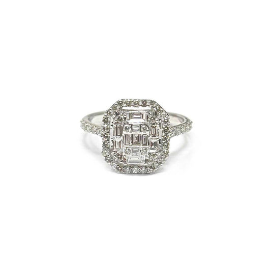 Anello Quadrato con Diamanti CT 0.75