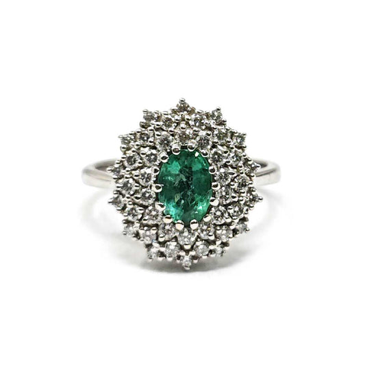 Anello con Smeraldo CT 0,80 e Diamanti CT 0.72