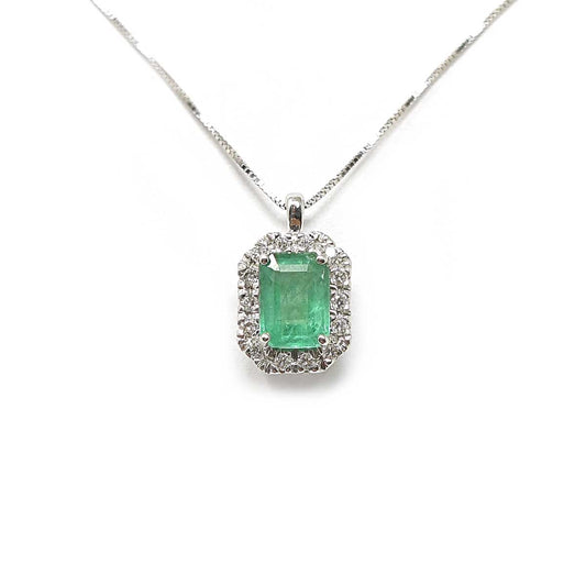 Pendente con Smeraldo CT 0.78 e Diamanti CT 0.12