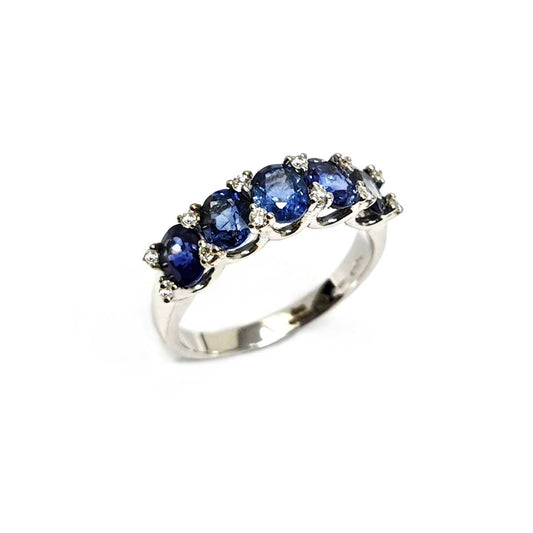 Anello Veretta con Zaffiri CT 2.60 e Diamanti CT 0.16