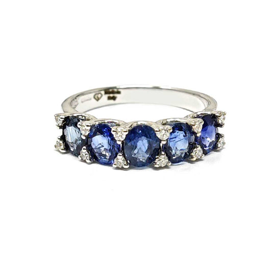 Anello Veretta con Zaffiri CT 2.60 e Diamanti CT 0.16