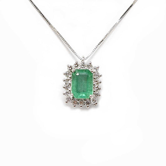 Pendente con Smeraldo CT 0.98 e Diamanti CT 0.30