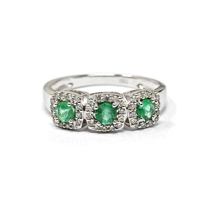 Anello Trilogy con Smeraldi CT 0.30 e Diamanti CT 0.16