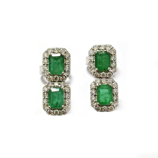 Orecchini con Smeraldi CT 0.88 e Diamanti CT 0.34