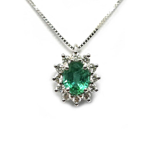 Pendente con Smeraldo CT 0.60 e Diamanti CT 0.25