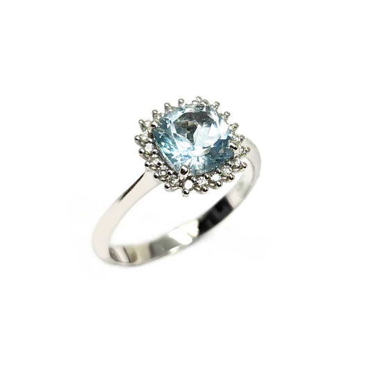 Anello con Acquamarina CT 1.00 e Diamanti CT 0.15
