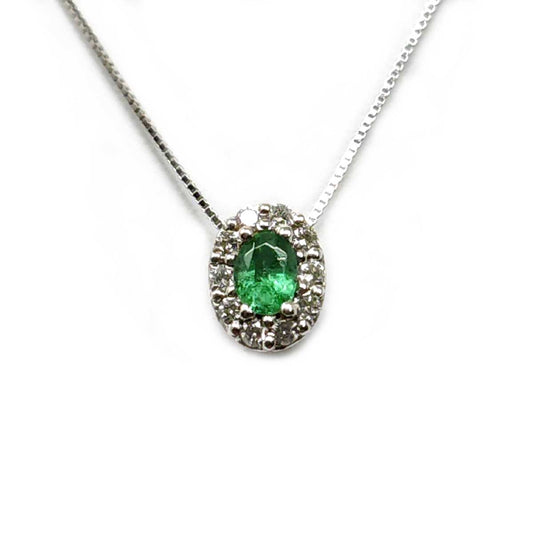 Pendente con Smeraldo CT 0.20 e Diamanti CT 0.10