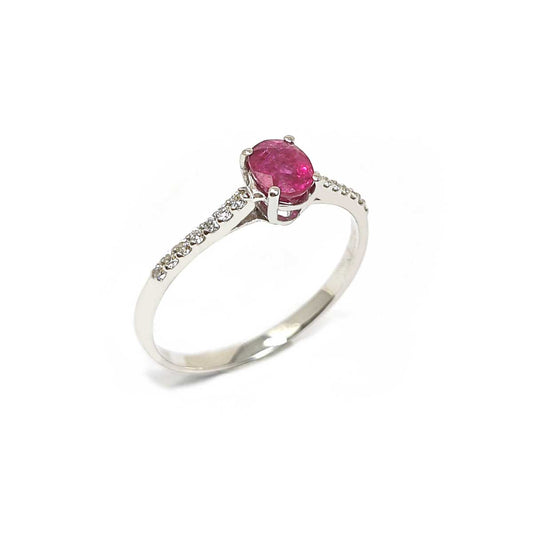 Anello con Rubino CT 0.70 e Diamanti CT 0.12