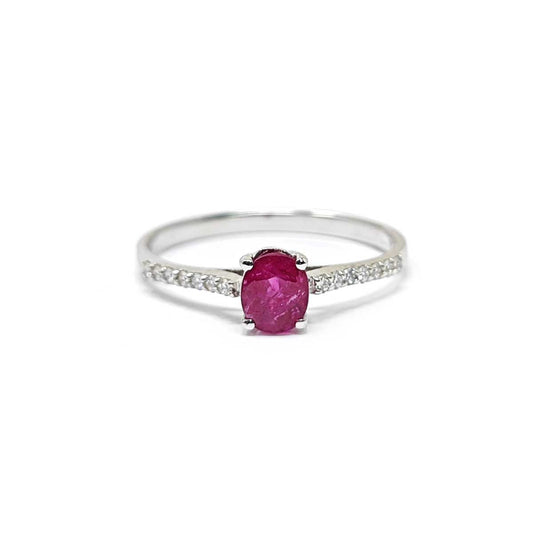 Anello con Rubino CT 0.70 e Diamanti CT 0.12