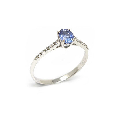 Anello con Zaffiro CT 0.52 e Diamanti CT 0.12