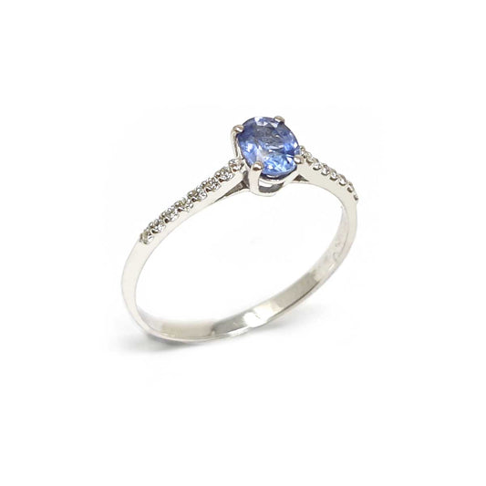 Anello con Zaffiro CT 0.52 e Diamanti CT 0.12