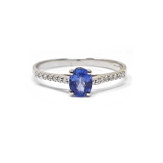 Anello con Zaffiro CT 0.52 e Diamanti CT 0.12