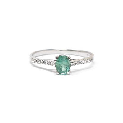 Anello con Smeraldo CT 0.50 e Diamanti CT 0.12