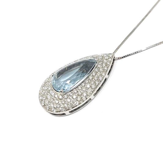 Pendente Goccia di Acquamarina Goccia CT 10.80 e Diamanti CT 3.00