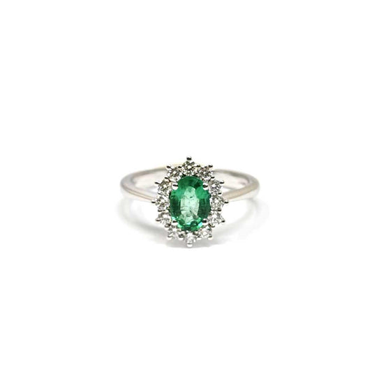 Anello con Smeraldo CT 0.80e Diamanti CT 0.40