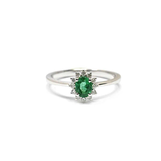 Anello con Smeraldo CT 0.35 e Diamanti CT 0.12