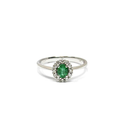 Anello con Smeraldo CT 0.35 e Diamanti CT 0.16
