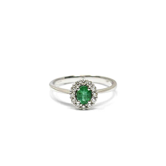 Anello con Smeraldo CT 0.35 e Diamanti CT 0.16