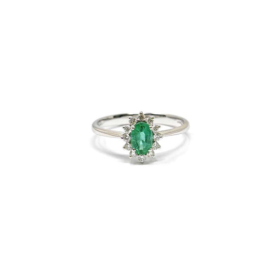 Anello con Smeraldo CT 0.50 e Diamanti CT 0.20