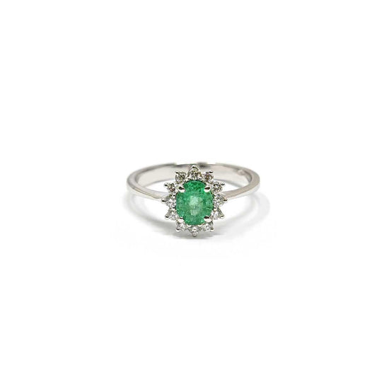 Anello con Smeraldo CT 0.60 e Diamanti CT 0.25