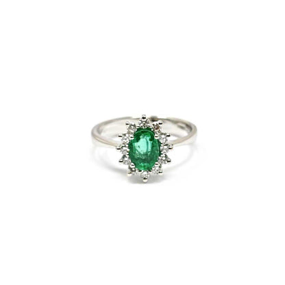 Anello con Smeraldo CT 0.75 e Diamanti CT 0.25